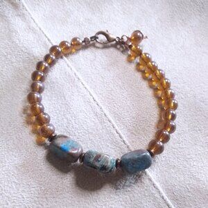 Minimalist Blue + Brown Calsilica Bracelet | SouthWestern CabinCore Countrycore